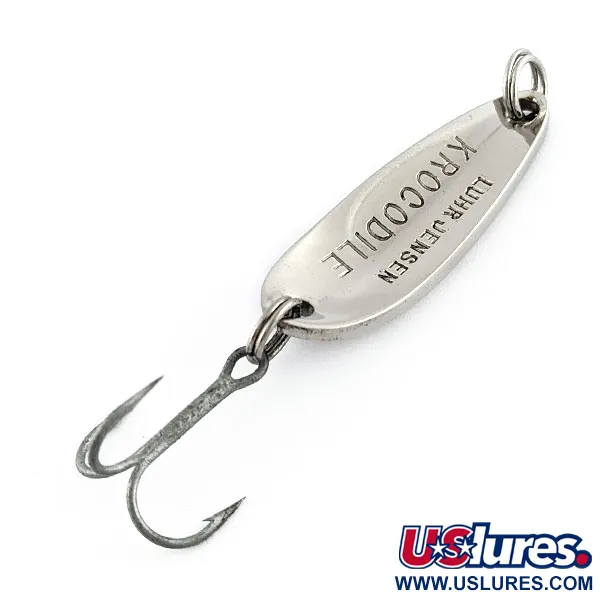 Vintage  Luhr Jensen Krocodile, 1/3oz nickel fishing spoon #20397