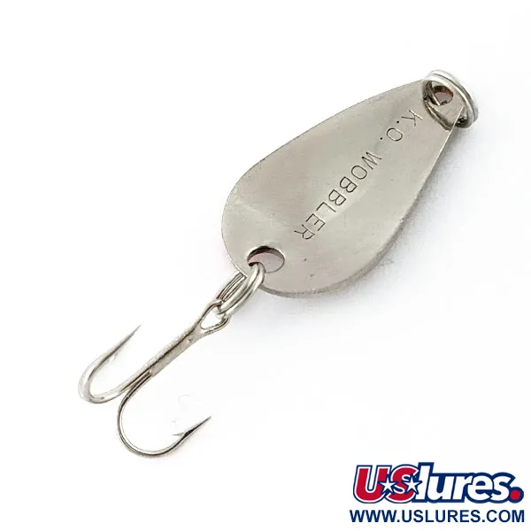 Vintage  Acme K.O. Wobbler, 1/8oz nickel/orange fishing spoon #20403