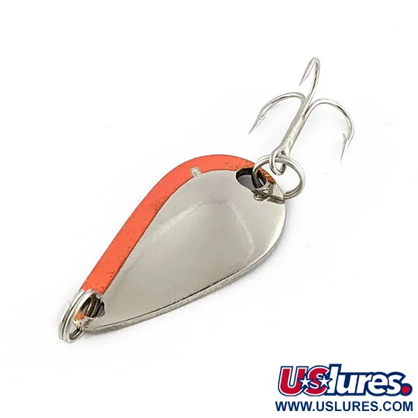 Vintage  Acme K.O. Wobbler, 1/8oz nickel/orange fishing spoon #20403