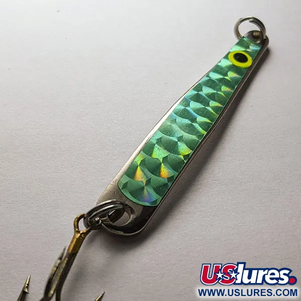 Vintage   Acme Need-L-EEL, 1/2oz Chrome Green fishing spoon #20405