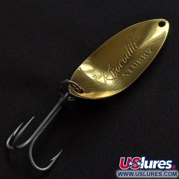 Vintage  Luhr Jensen Lil' Kroc (Krocodile Stubby), 1/2oz gold/orange fishing spoon #20416