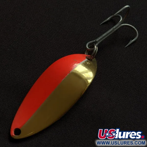 Vintage  Luhr Jensen Lil' Kroc (Krocodile Stubby), 1/2oz gold/orange fishing spoon #20416
