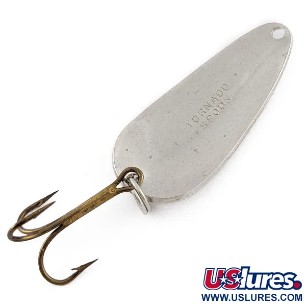 Vintage   Acme Tornado Spoon, 1/4oz nickel/white/red fishing spoon #20421