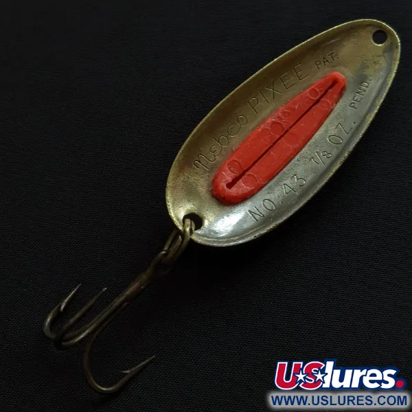 Vintage   Nebco Pixee, 3/4oz nickel/brass/pink fishing spoon #20434