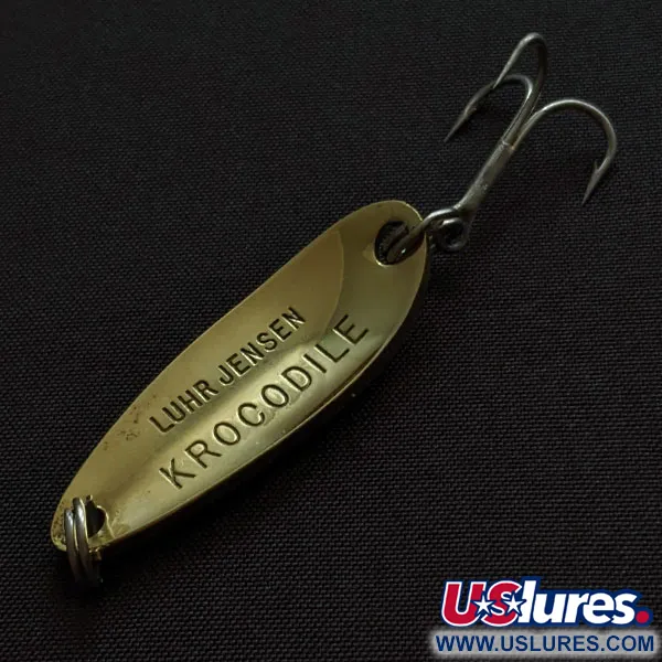 Vintage  Luhr Jensen Krocodile, 1/3oz gold fishing spoon #20437