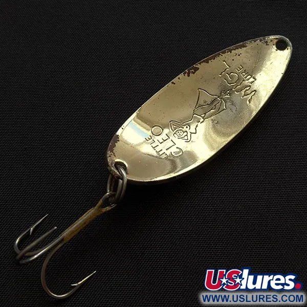 Vintage  Seneca Little Cleo (Hula Girl), 1/2oz gold/orange fishing spoon #20475
