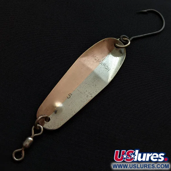 Vintage   Luhr Jensen McMahon 5, 1/2oz nickel/brass fishing spoon #20478