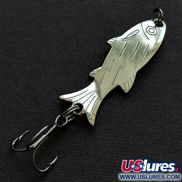Vintage   Atlantic Lures Golden Wobble-Fish, 1/4oz nickel fishing spoon #20479