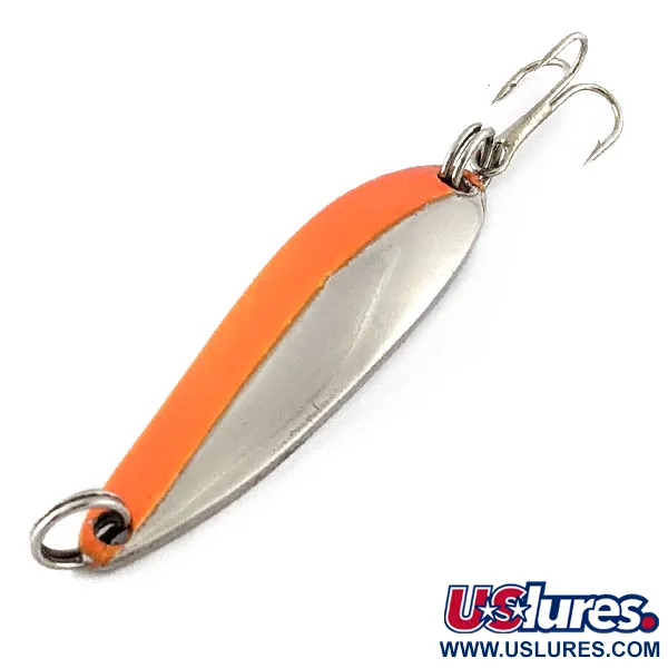 Vintage   Acme Fiord Spoon, 1/4oz nickel/orange fishing spoon #20491