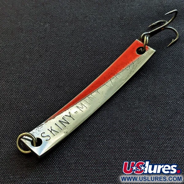 Vintage  Yakima Bait Skiny-miny, 1/8oz nickel/orange UV fishing spoon #20509