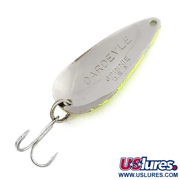 Vintage  Eppinger Dardevle Spinnie UV, 1/3oz Lime UV fishing spoon #20515