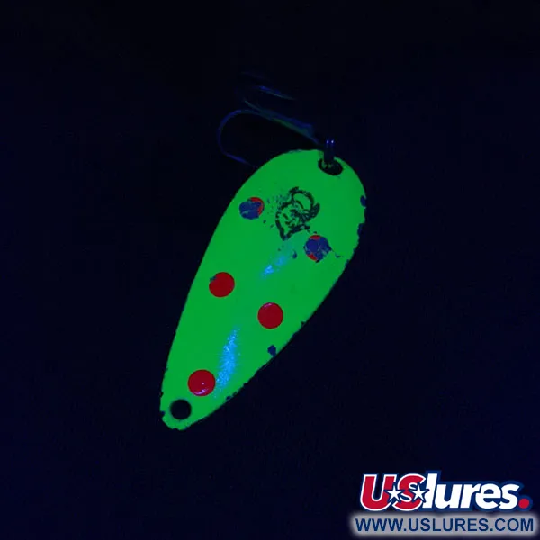 Vintage  Eppinger Dardevle Spinnie UV, 1/3oz Lime UV fishing spoon #20515