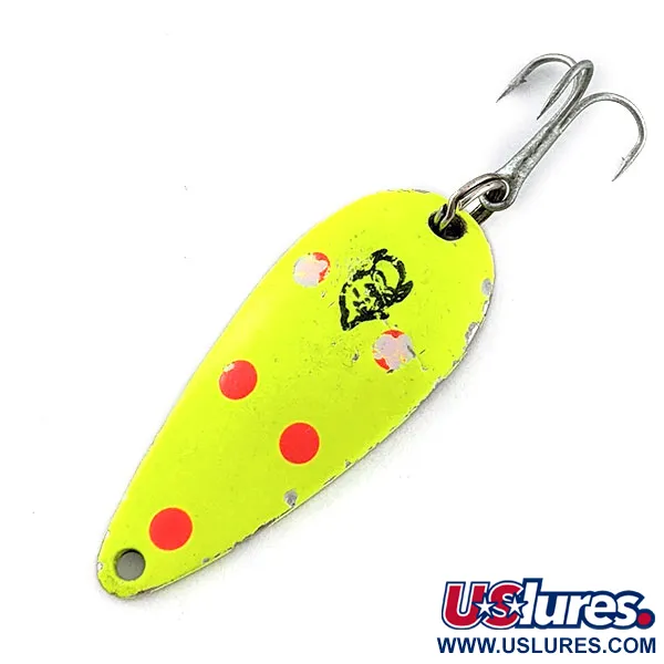 Vintage  Eppinger Dardevle Spinnie UV, 1/3oz Lime UV fishing spoon #20515