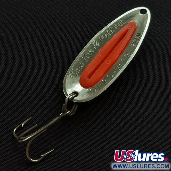 Vintage   Blue Fox Pixee, 1/4oz nickel/red fishing spoon #20607