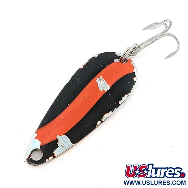 Vintage   Worth Chippewa Steel Spoon, 3/16oz red/black/nickel fishing spoon #20615