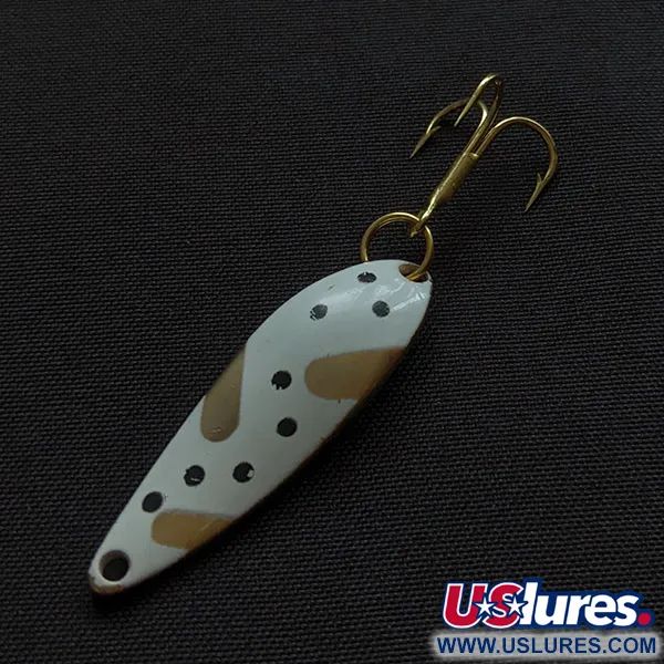 Vintage  Acme Fiord Spoon Jr, 1/8oz gold/white fishing spoon #20639