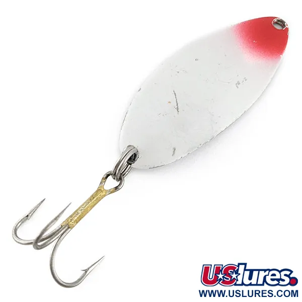 Vintage  Seneca Little Cleo (Hula Girl), 1/2oz white pearl/red/nickel fishing spoon #20641
