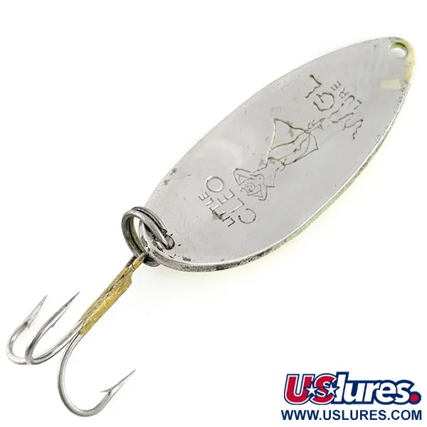 Vintage  Seneca Little Cleo (Hula Girl), 2/3oz nickel/yellow/red fishing spoon #20654