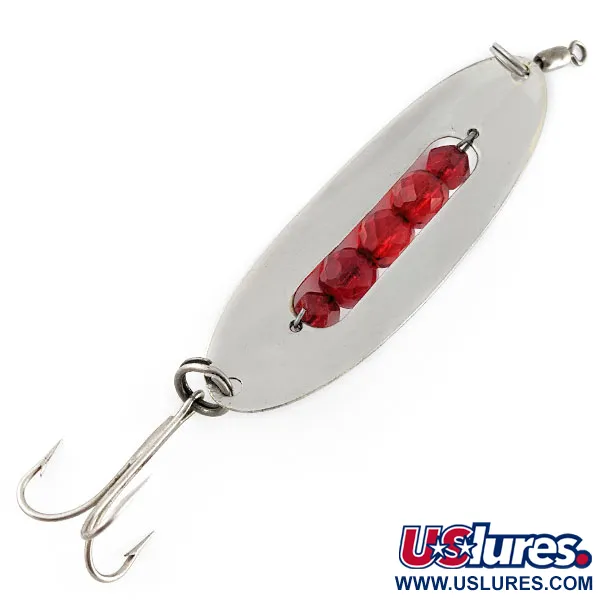 Vintage   Hex Baits, 3/4oz nickel/red eyes fishing spoon #20665