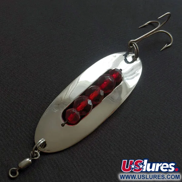 Vintage   Hex Baits, 3/4oz nickel/red eyes fishing spoon #20665