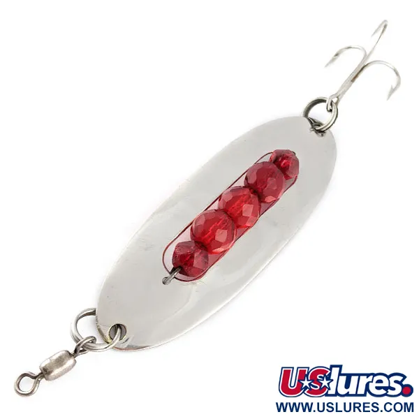 Vintage   Hex Baits, 3/4oz nickel/red eyes fishing spoon #20665
