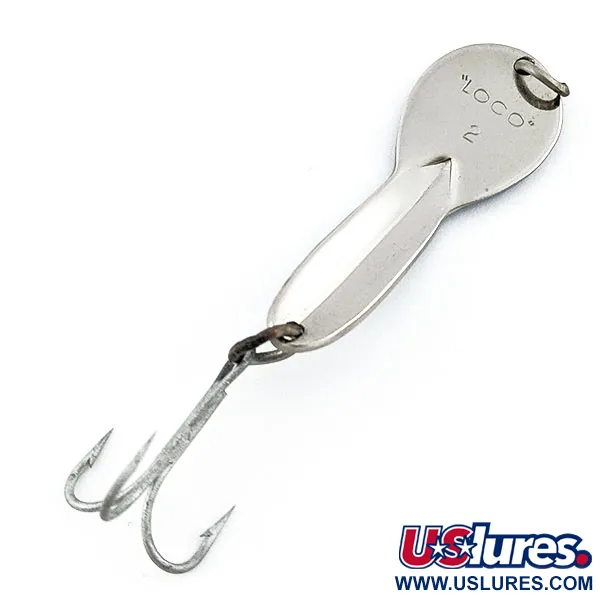 Vintage   Glen Evans Loco 2, 1/4oz nickel/blue fishing spoon #20700