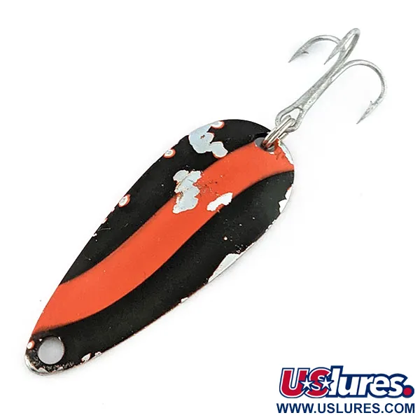 Vintage   Worth Chippewa Steel Spoon, 3/16oz black/red/nickel fishing spoon #20704