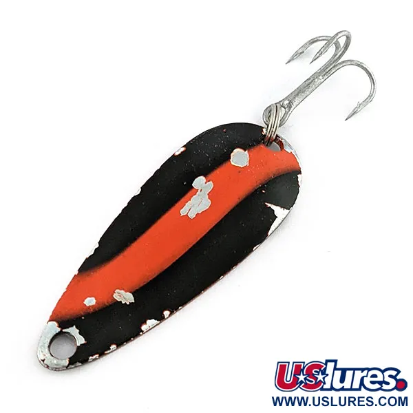 Vintage   Worth Chippewa Steel Spoon, 3/16oz black/red/nickel fishing spoon #20705