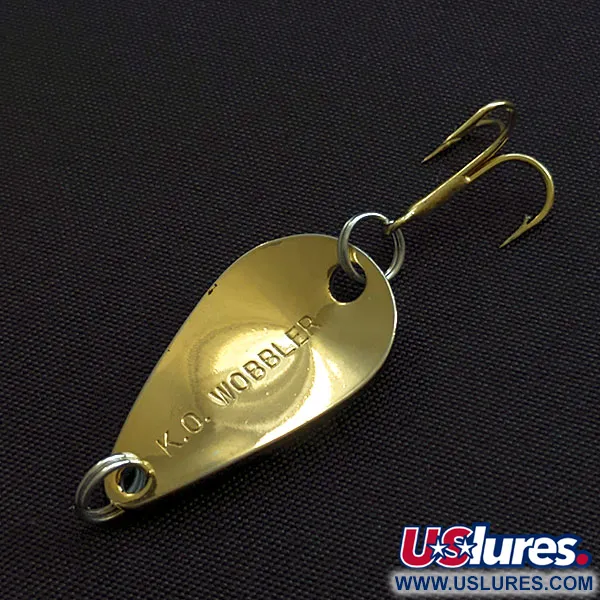 Vintage  Acme K.O. Wobbler, 1/8oz black/white/gold fishing spoon #20726