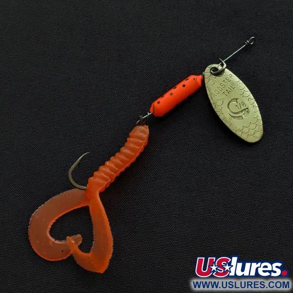 Vintage  Yakima Bait Worden’s Original Rooster Tail, 1/8oz brass/red spinning lure #20736