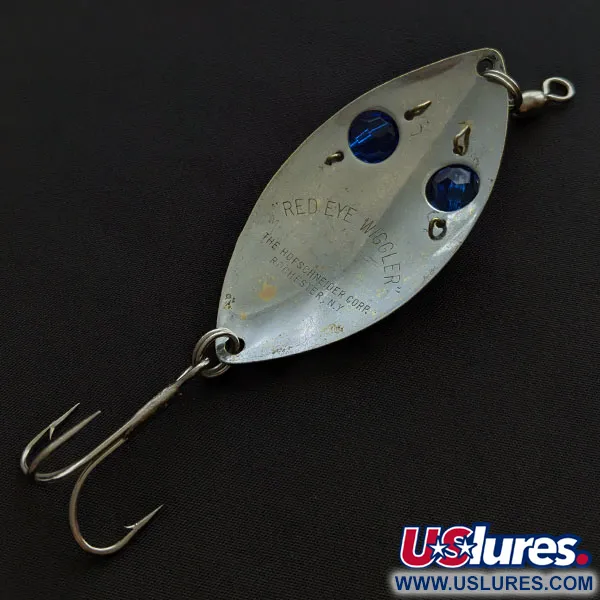 Vintage  Hofschneider Red Eye Wiggler, 1oz nickel/blue eyes fishing spoon #20746