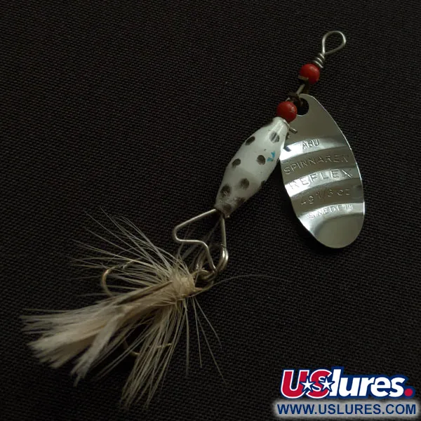 Vintage   Abu Garcia Spinnaren Reflex, 1/8oz nickel/white spinning lure #20767