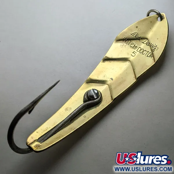 Vintage  Luhr Jensen Les Davis Witch Doctor 5 (1960s), 1oz gold fishing spoon #20774