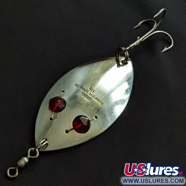 Vintage   Gibbs Ruby eye Wiggler, 1 1/4oz nickel/red eyes fishing spoon #20823