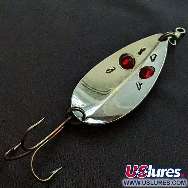 Vintage   Gibbs Two -X Ruby Eye 3, 1oz gold/nickel/red eyes fishing spoon #20824