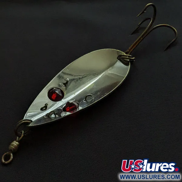 Vintage   Gibbs Two -X Ruby Eye 3, 1oz gold/nickel/red eyes fishing spoon #20824