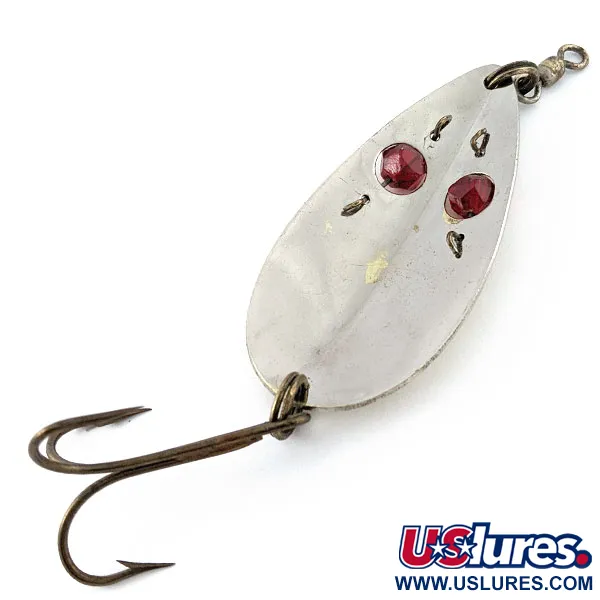 Vintage   Gibbs Two -X Ruby Eye 3, 1oz gold/nickel/red eyes fishing spoon #20824