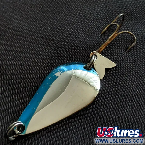 Vintage  Acme K.O. Wobbler, 1/2oz nickel/blue fishing spoon #20864