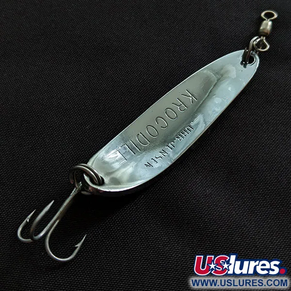 Vintage  Luhr Jensen Krocodile #3, 1/2oz nickel/blue fishing spoon #20872