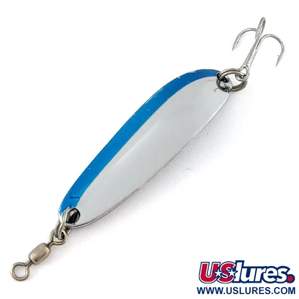 Vintage  Luhr Jensen Krocodile #3, 1/2oz nickel/blue fishing spoon #20872