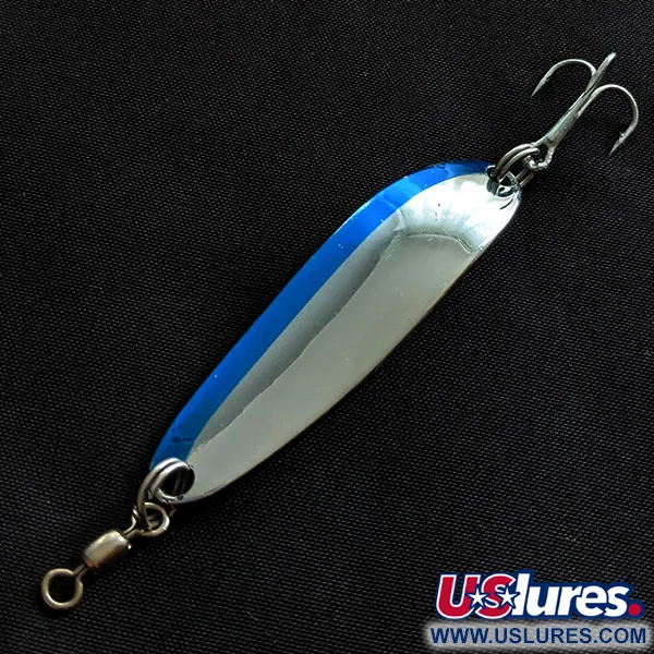Vintage  Luhr Jensen Krocodile #3, 1/2oz nickel/blue fishing spoon #20872