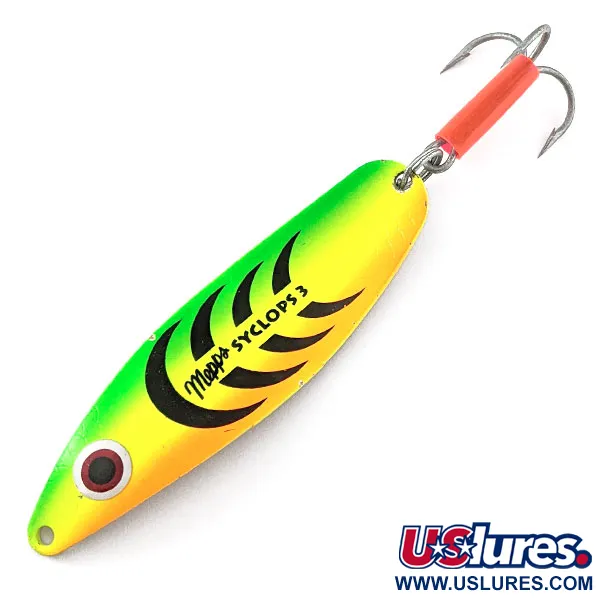 Vintage   Mepps Syclops 3 UV, 1oz Fire tiger UV fishing spoon #20880