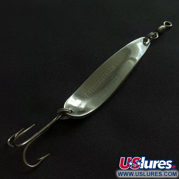 Vintage  Luhr Jensen Krocodile #4, 2/3oz nickel/blue fishing spoon #20909