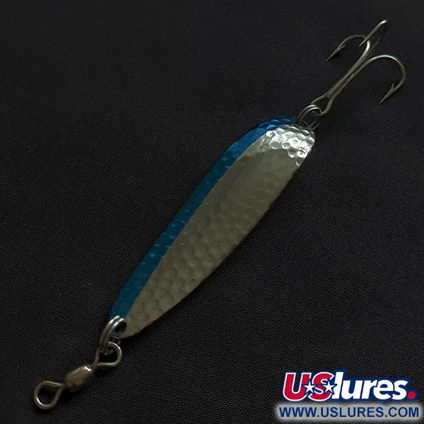 Vintage  Luhr Jensen Krocodile #4, 2/3oz nickel/blue fishing spoon #20909