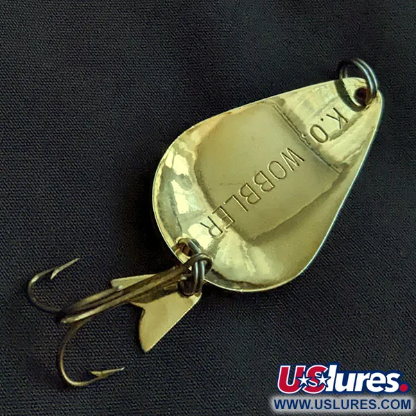 Vintage  Acme K.O. Wobbler UV, 1/2oz gold/orange UV fishing spoon #20945