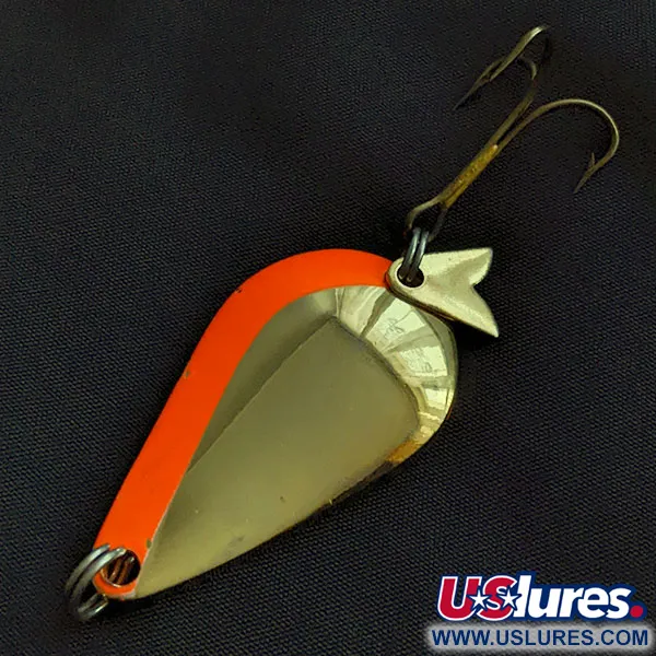 Vintage  Acme K.O. Wobbler UV, 1/2oz gold/orange UV fishing spoon #20945