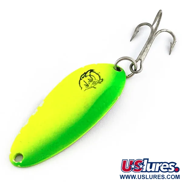 Vintage  Eppinger Dardevle Devle-Dog 5300 UV Detroit , 1/3oz Lectric Lime UV fishing spoon #21001
