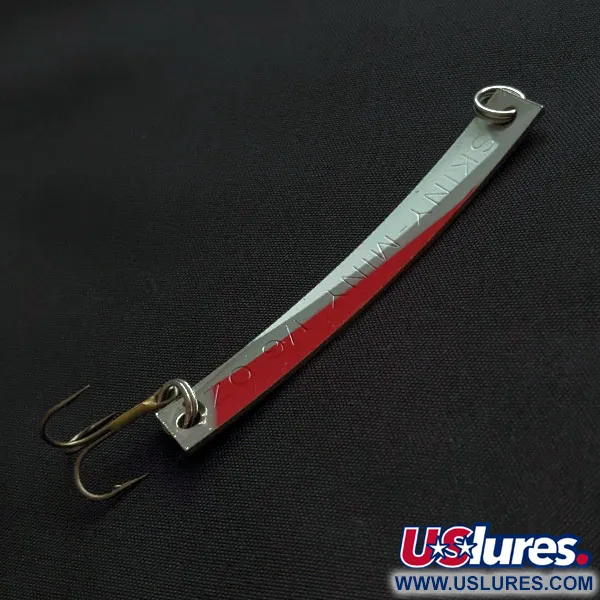 Vintage  Yakima Bait Skiny-miny, 3/16oz nickel/red/white fishing spoon #21031