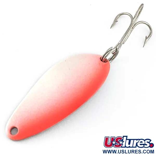 Vintage   Seneca Little Cleo, 1/4oz white pearl/orange/nickel fishing spoon #21147