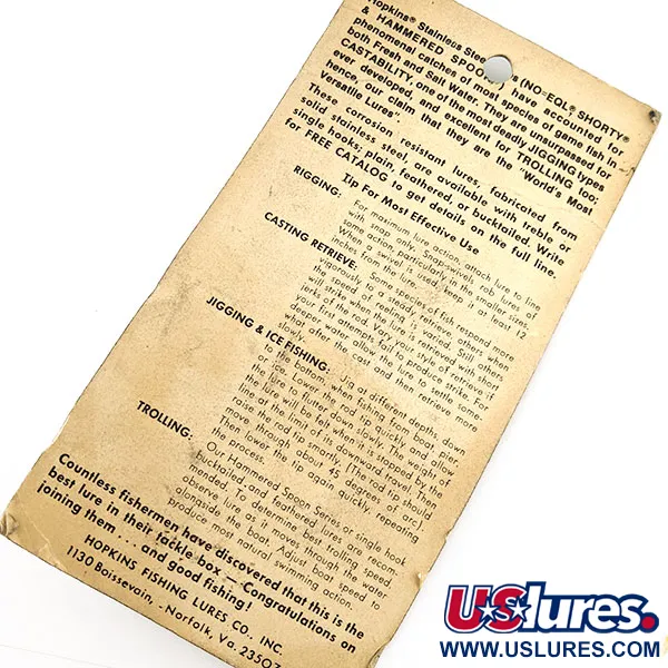   Hopkins No=Eql 4, 2 1/4oz nickel fishing spoon #21155